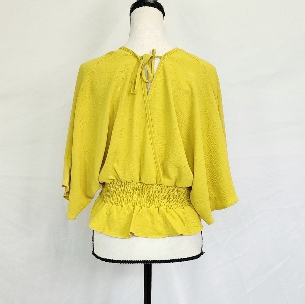 Entro V-Neck Smocked Peplum Half Sleeve Blouse - Picture 3 of 5